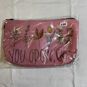 The Pouch You Grow Girl Cosmetic Bag Pink New Floral Zippered Pouch